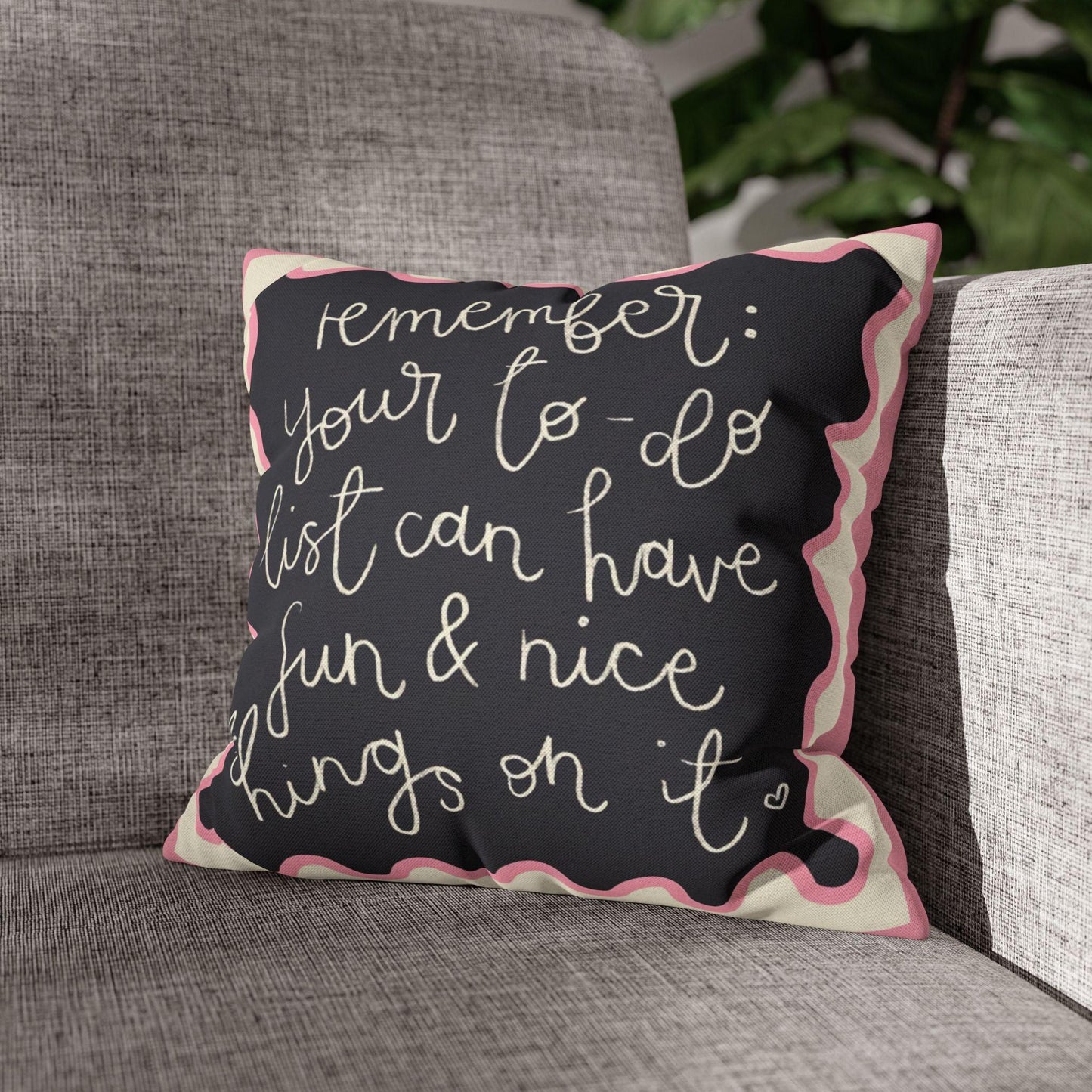 Fun Things in To Do List Cushion Cover - Spun Polyester Square Pillowcase in Cream and Pink