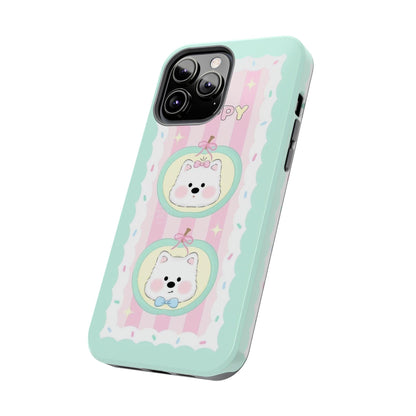 Cute Puppy Pink and Green Tough iPhone Cases