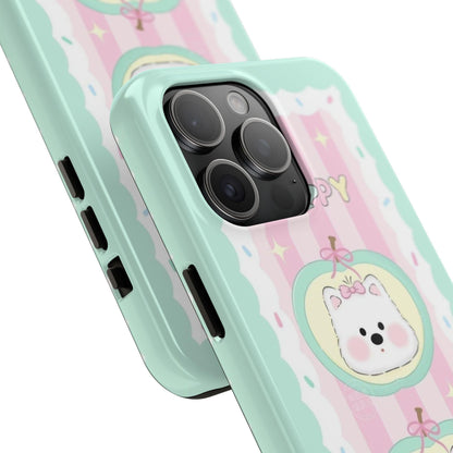 Cute Puppy Pink and Green Tough iPhone Cases