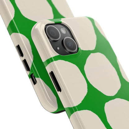 Green Scape with Beige Dots Tough iPhone Cases