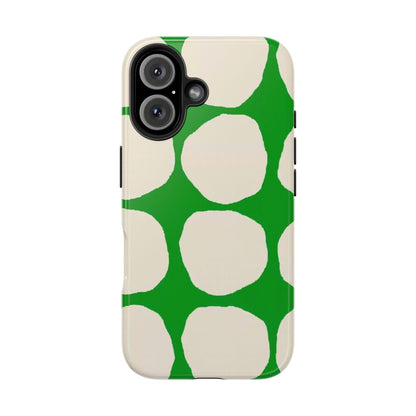 Green Scape with Beige Dots Tough iPhone Cases