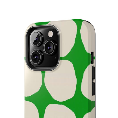 Green Scape with Beige Dots Tough iPhone Cases