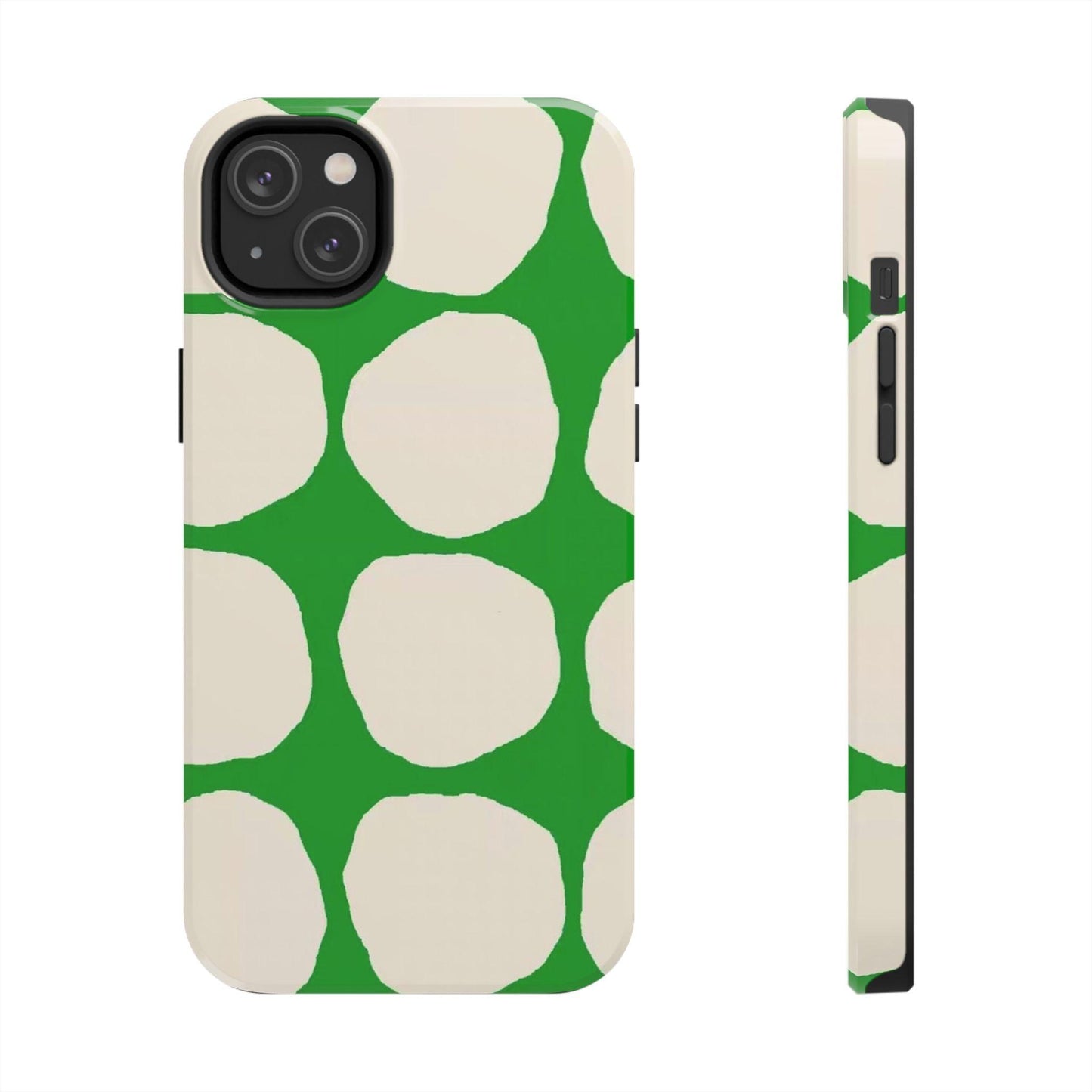 Green Scape with Beige Dots Tough iPhone Cases