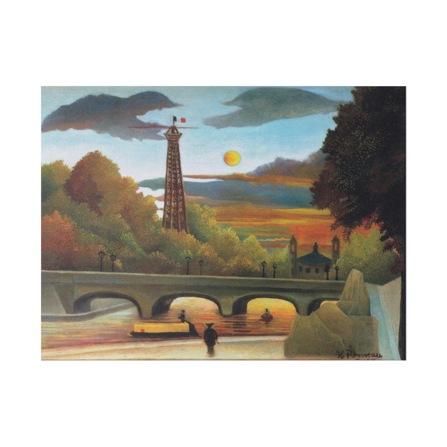 Henri Rousseau's Seine and Eiffel-tower in the sunset (1910) famous painting - Matte Canvas, Stretched, 0.75"