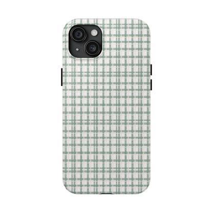 Vintage Sage Gingham Tough iPhone Cases