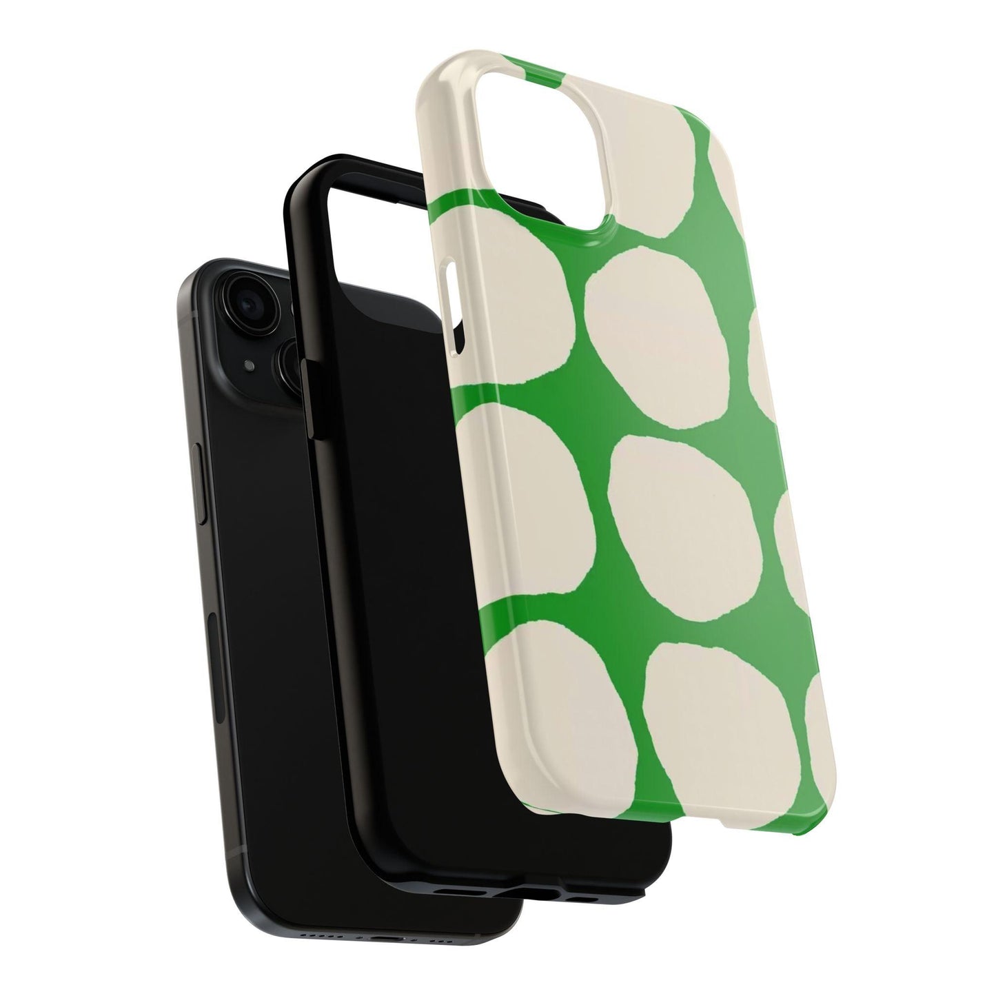 Green Scape with Beige Dots Tough iPhone Cases