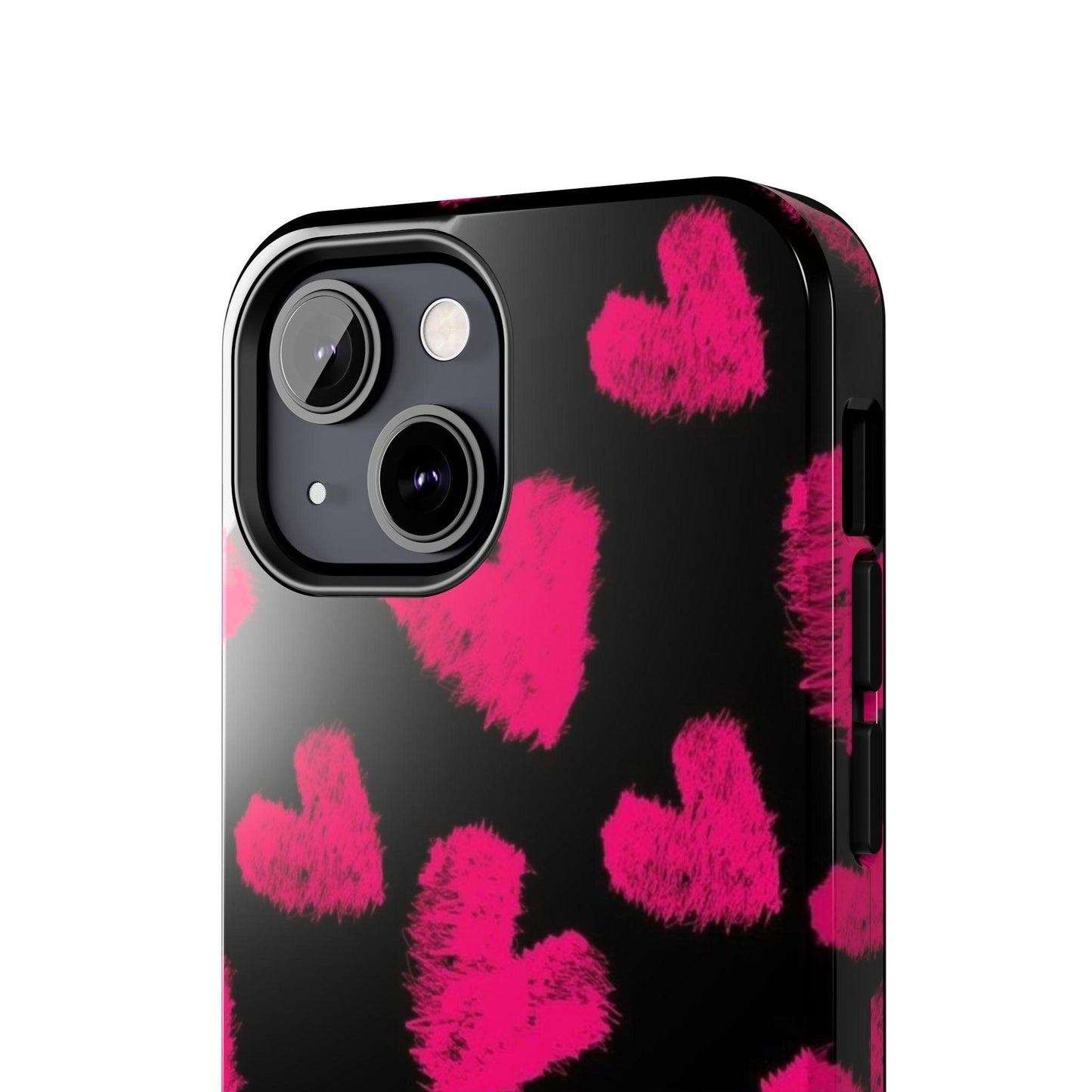 Hot Pink Fuzzy Hearts iPhone Tough Case