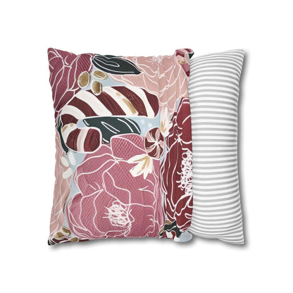 Candy Canes and Flowers Cushion Covers - Spun Polyester Square Pillowcase