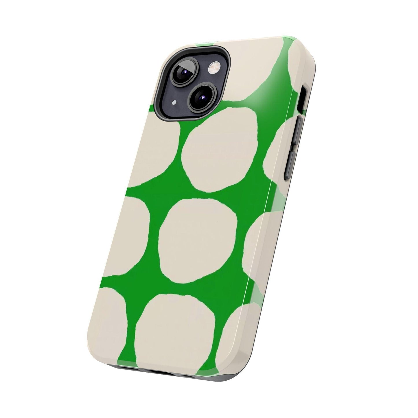 Green Scape with Beige Dots Tough iPhone Cases