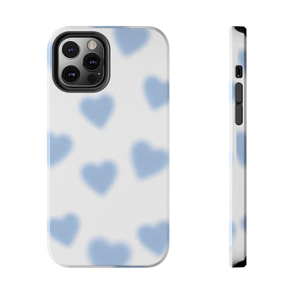 Blue-Blurry Hearts Tough iPhone Cases