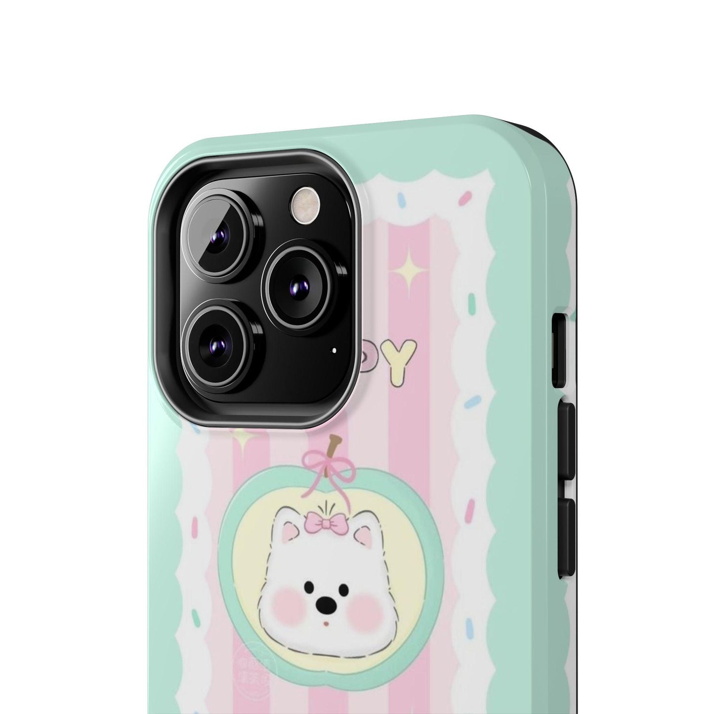 Cute Puppy Pink and Green Tough iPhone Cases