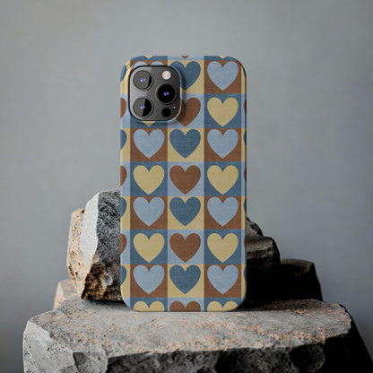 Retro Heart Mosaic Grid Case iPhone Cases