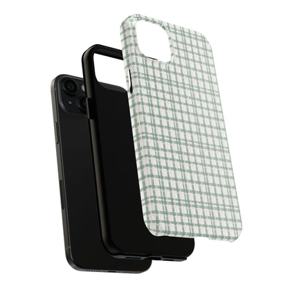 Vintage Sage Gingham Tough iPhone Cases