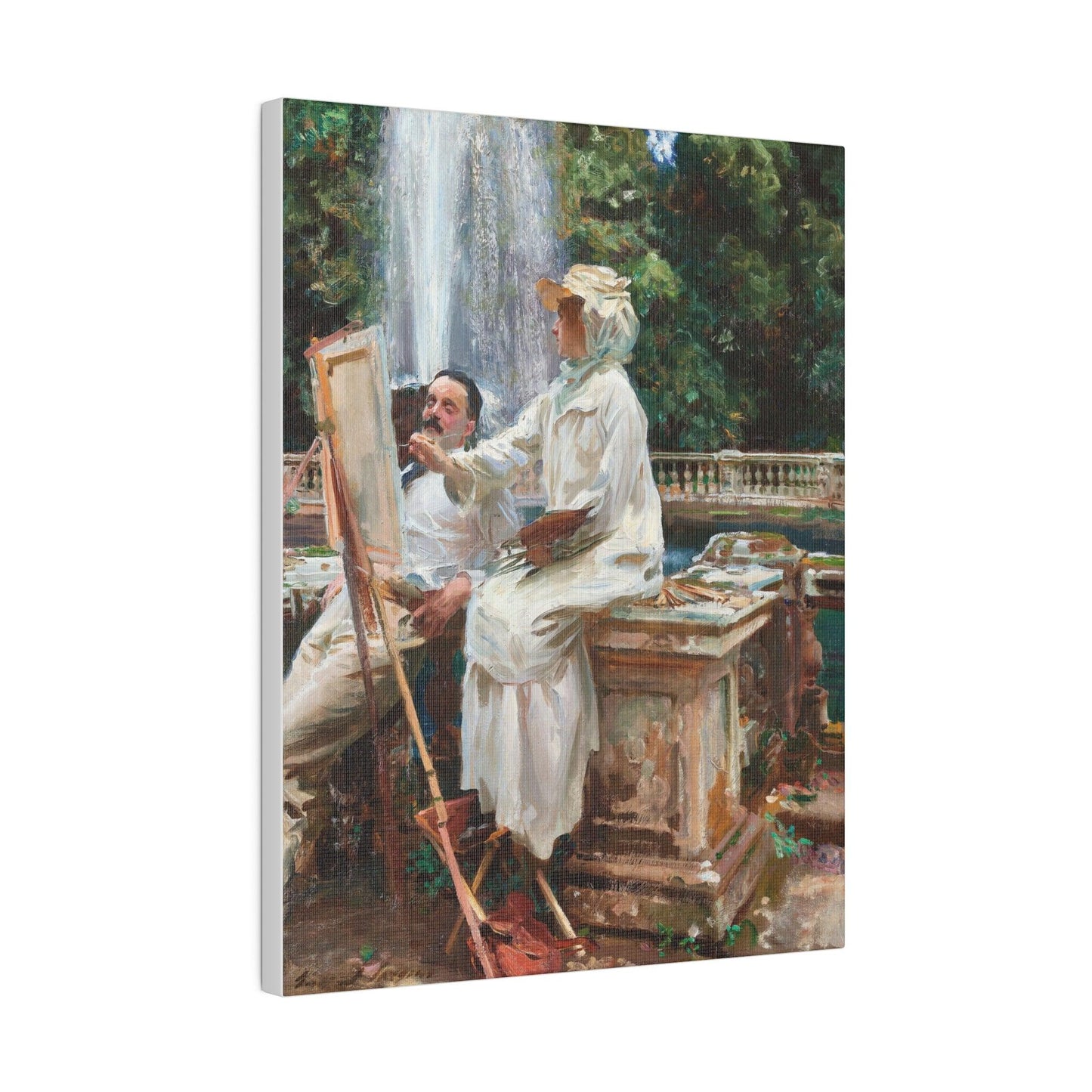 The Fountain Villa Torlonia Frascati Italy 1907 by John Singer Sargent on a Matte Canvas Stretched 0.75