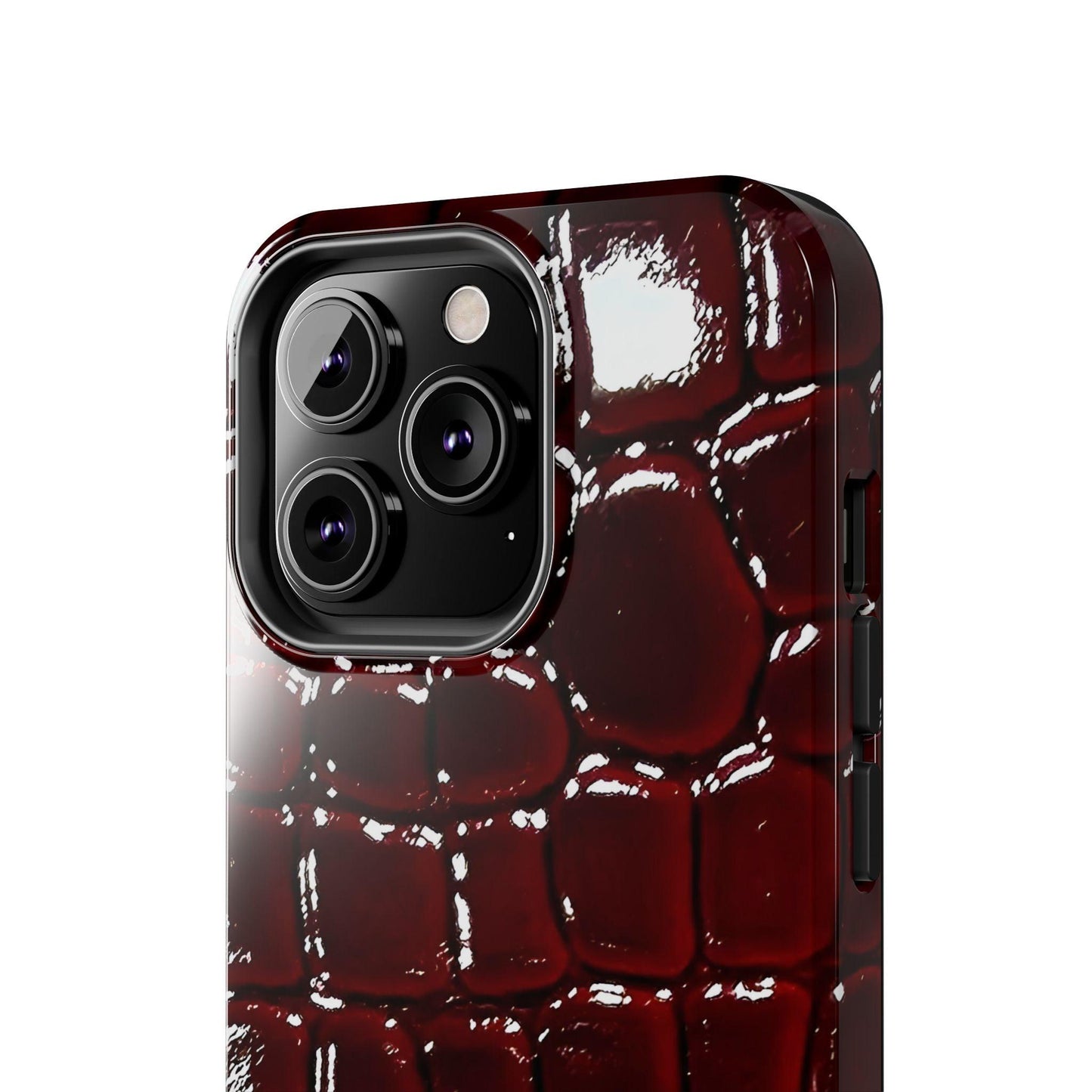 Croc Print Cherry Red Tough Phone Case – Luxe Protection with Bold Style