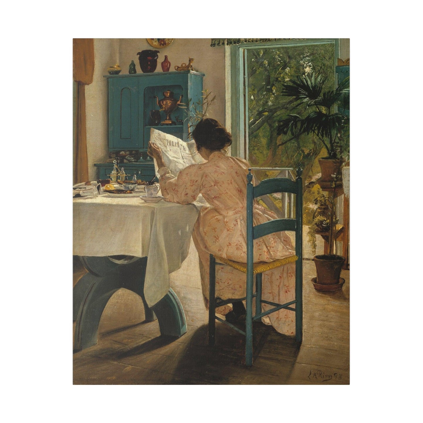 Laurits Andersen Ring Ved frokostbordet og morgenaviserne on a Matte Canvas Stretched 0.75