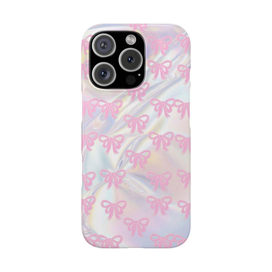 Whimsical Pink Ribbon Hologram iPhone Cases