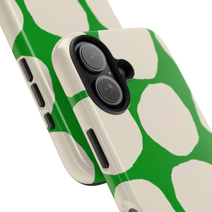 Green Scape with Beige Dots Tough iPhone Cases