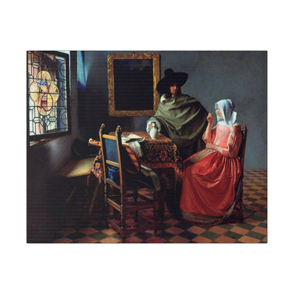 The Wine Glass by Johannes Vermeer circa 1658 to 1660 famous painting on a Matte Canvas Stretched 0.75