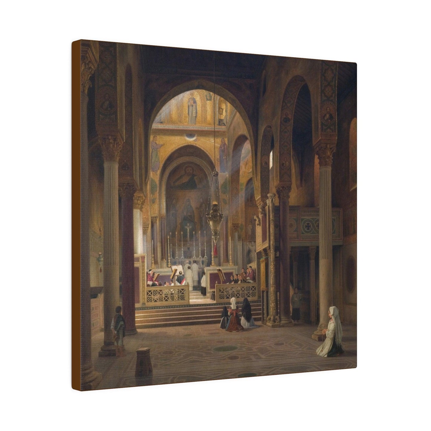 Interior of the Capella Palatina in Palermo Italy by Martinus Rørbye  on a Matte Canvas Stretched 0.75