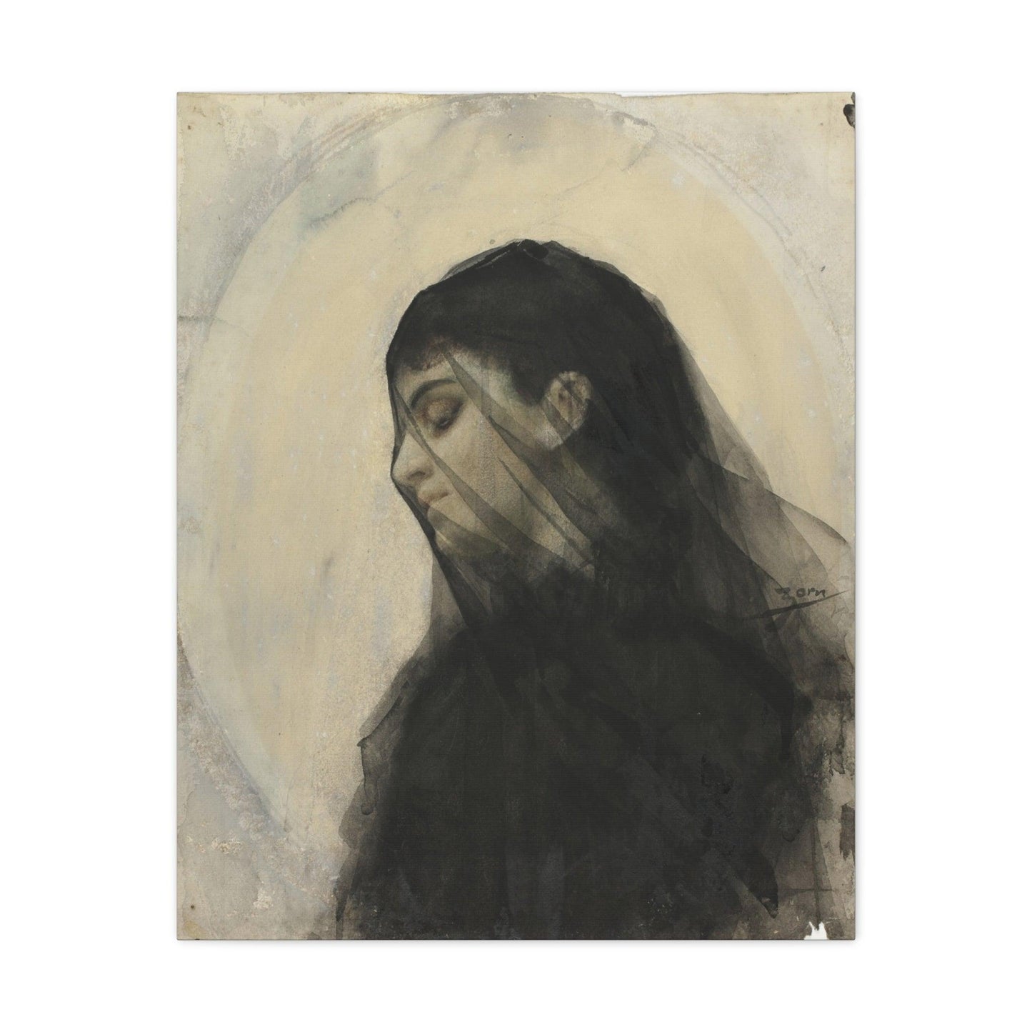 Head of a Veiled Woman by Anders Zorn - Canvas Gallery Wraps