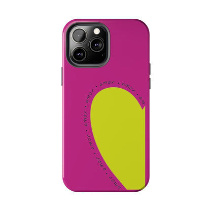 Amor Neon Heart Tough iPhone Cases