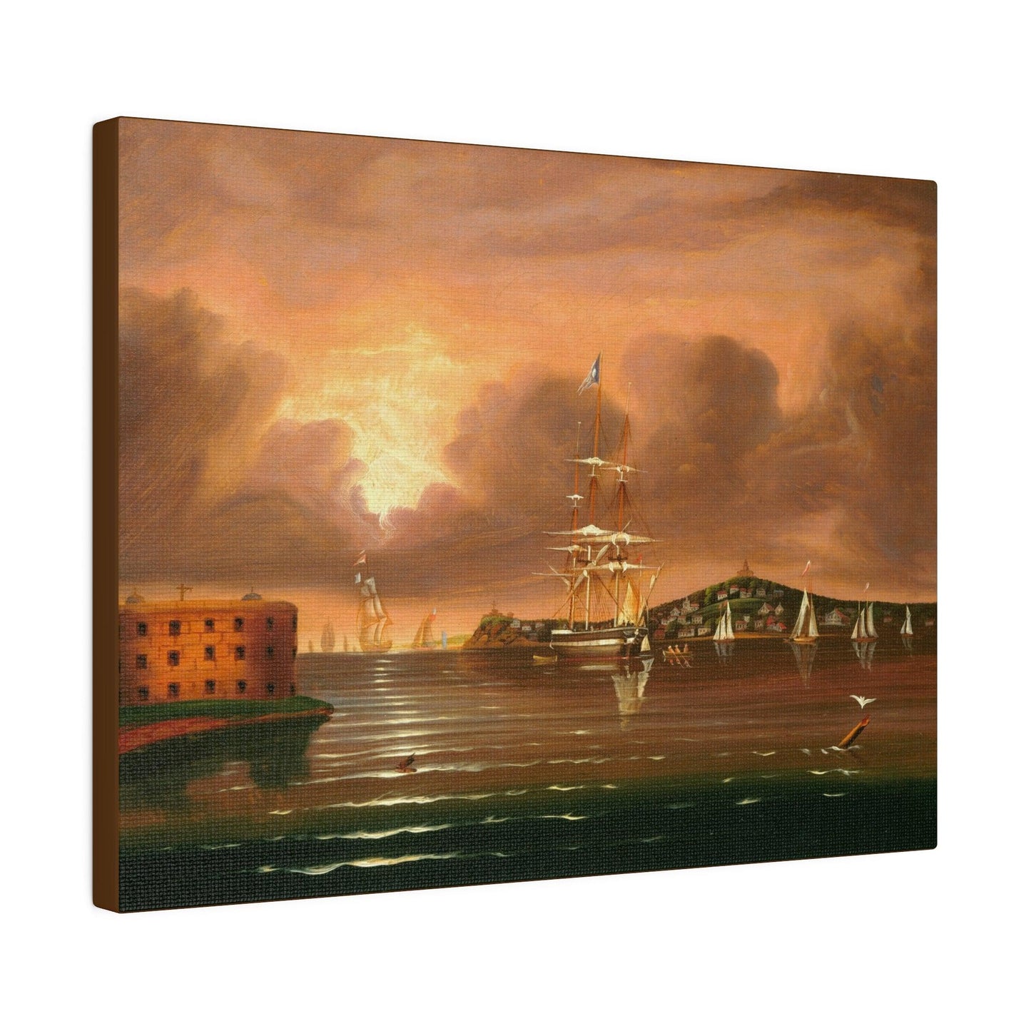 Threatening Sky on Bay of New York 19th century by Thomas Chambers on a Matte Canvas Stretched 0.75