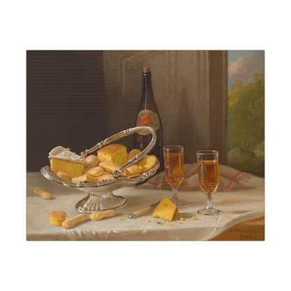 Still Life with Silver Cake Basket (1866) by John F. Francis - Matte Canvas, Stretched, 0.75"