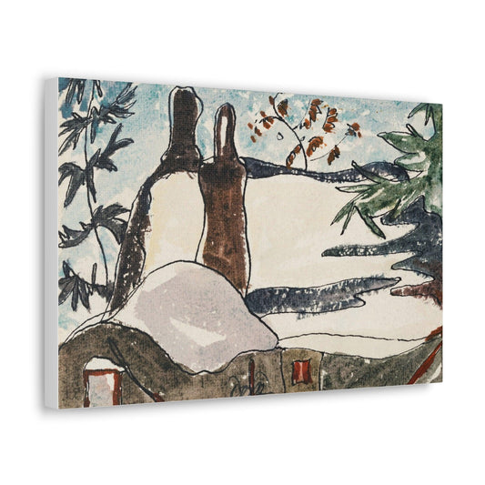 Arthur Dove's Snowy Rooftops and Trees 1935 famous painting  Canvas Gallery Wraps