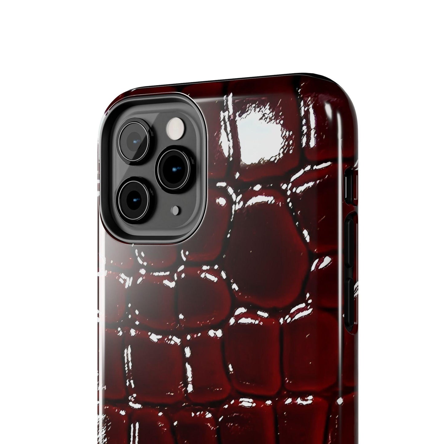 Croc Print Cherry Red Tough Phone Case – Luxe Protection with Bold Style