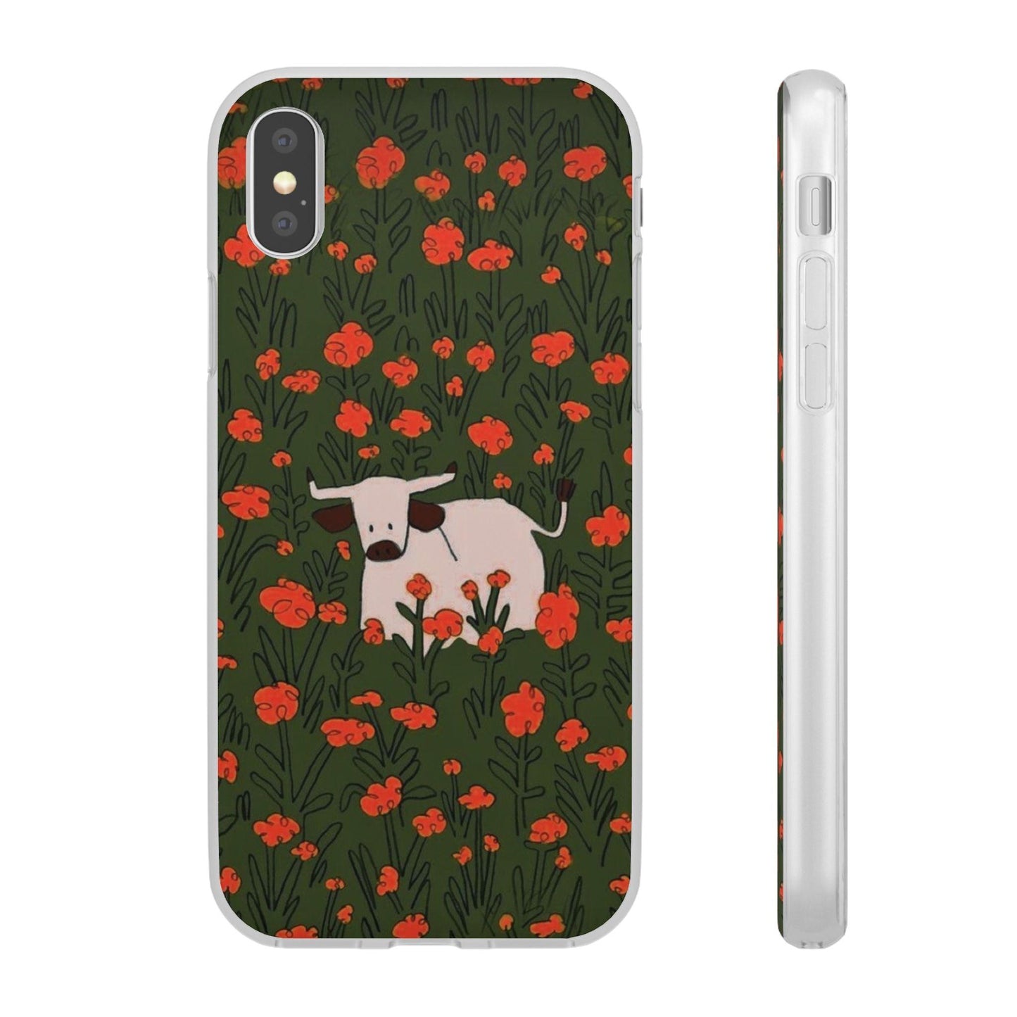 Cow in Flower Field - Flexi iPhone Cases