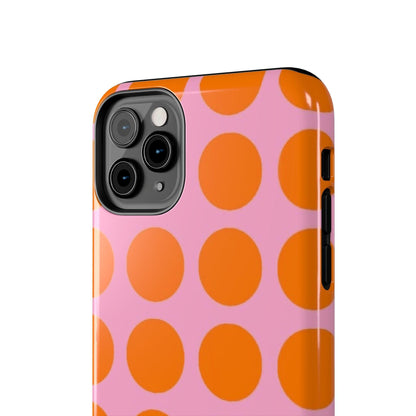 Orange Dots on Pink Tough Phone Cases