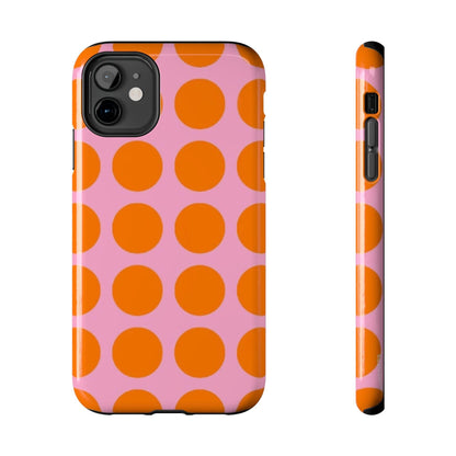 Orange Dots on Pink Tough Phone Cases