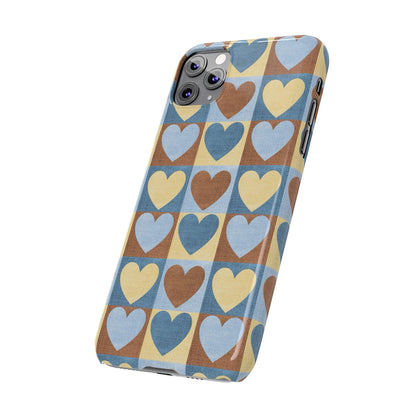 Retro Heart Mosaic Grid Case iPhone Cases