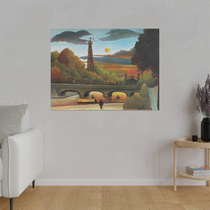 Henri Rousseau's Seine and Eiffel-tower in the sunset (1910) famous painting - Matte Canvas, Stretched, 0.75"