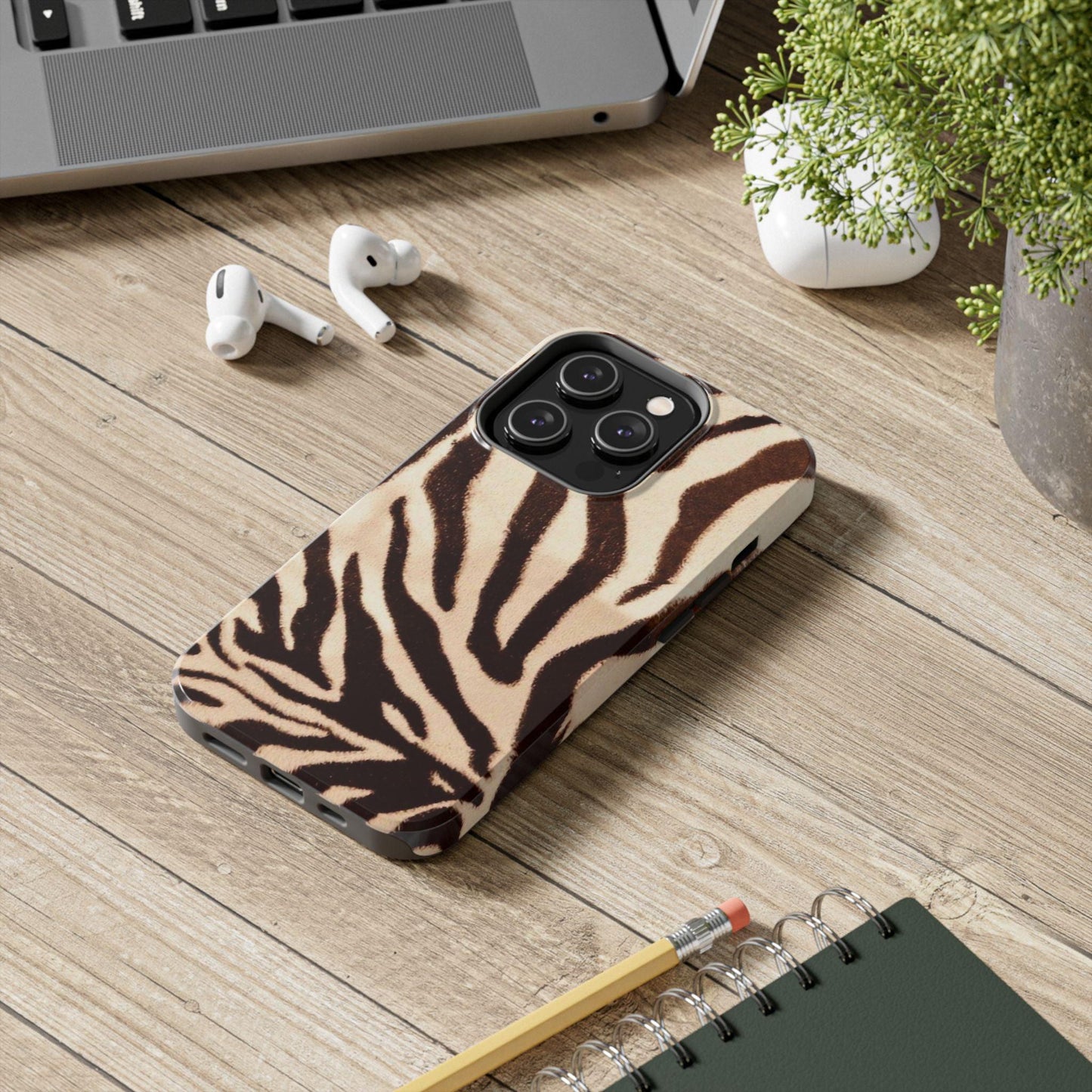 Taupe Twilights Stripe Tough iPhone Cases