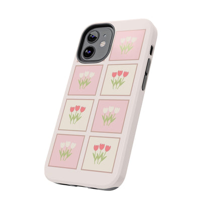 Floral Pastel Tulips Garden Tough iPhone Cases