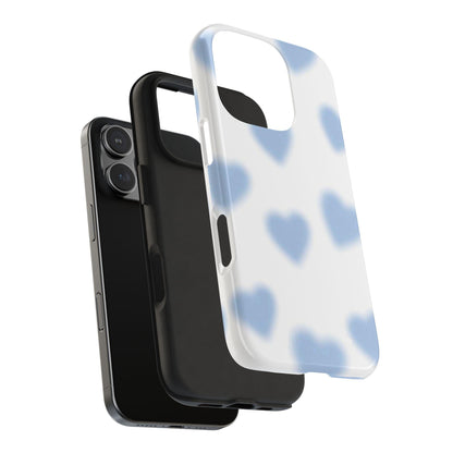 Blue-Blurry Hearts Tough iPhone Cases