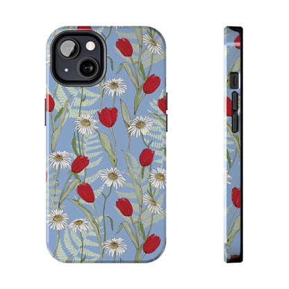 Blooms on Blue Tough iPhone Cases