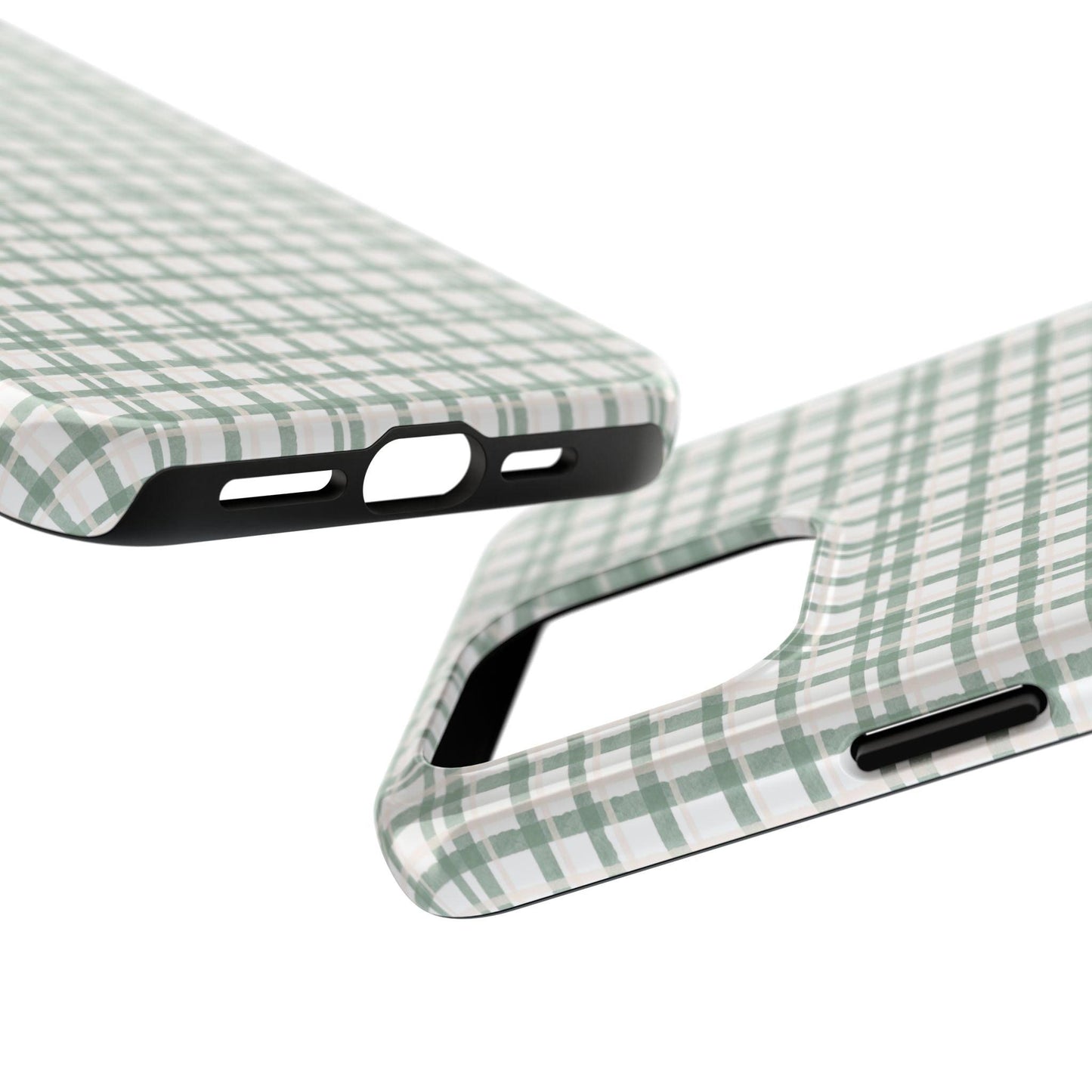 Vintage Sage Gingham Tough iPhone Cases