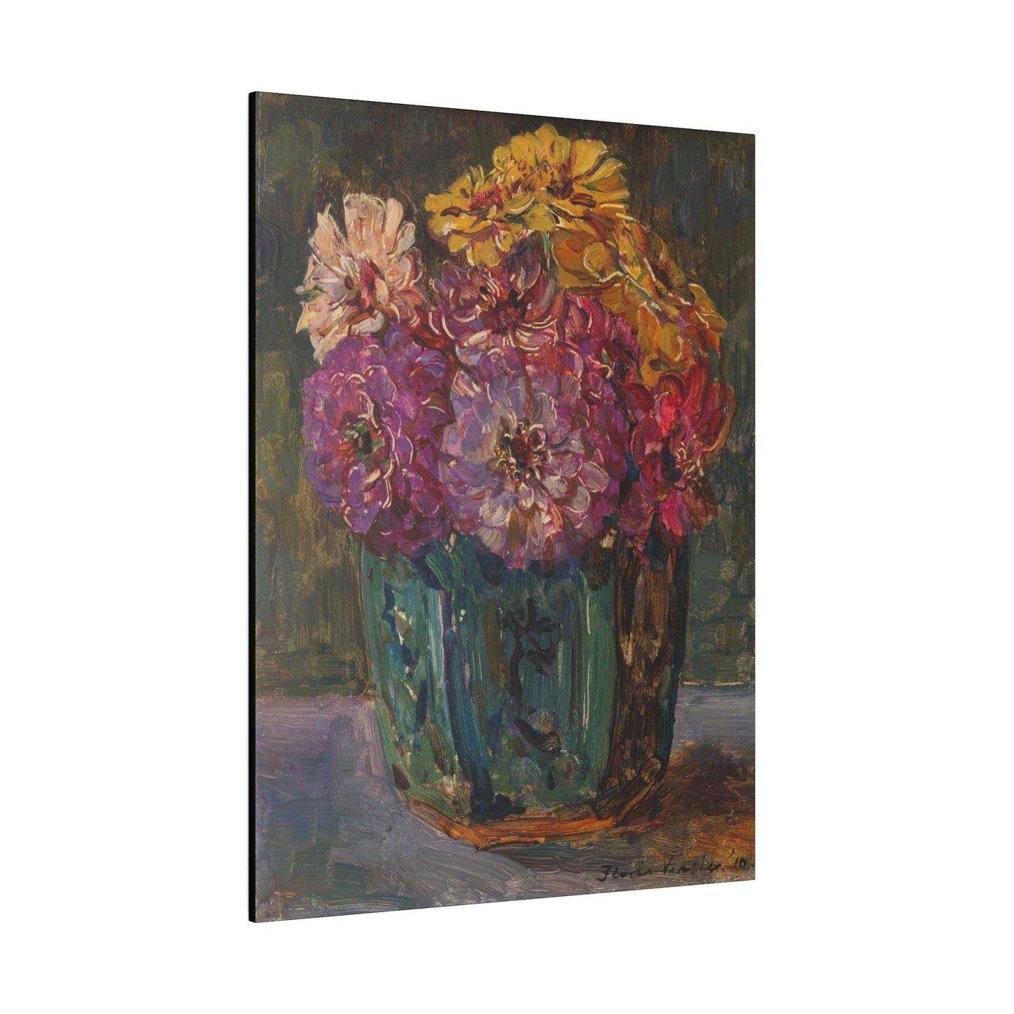 Still Life with Zinnias in a green Jar (1910) by Floris Verster - Matte Canvas, Stretched, 0.75"