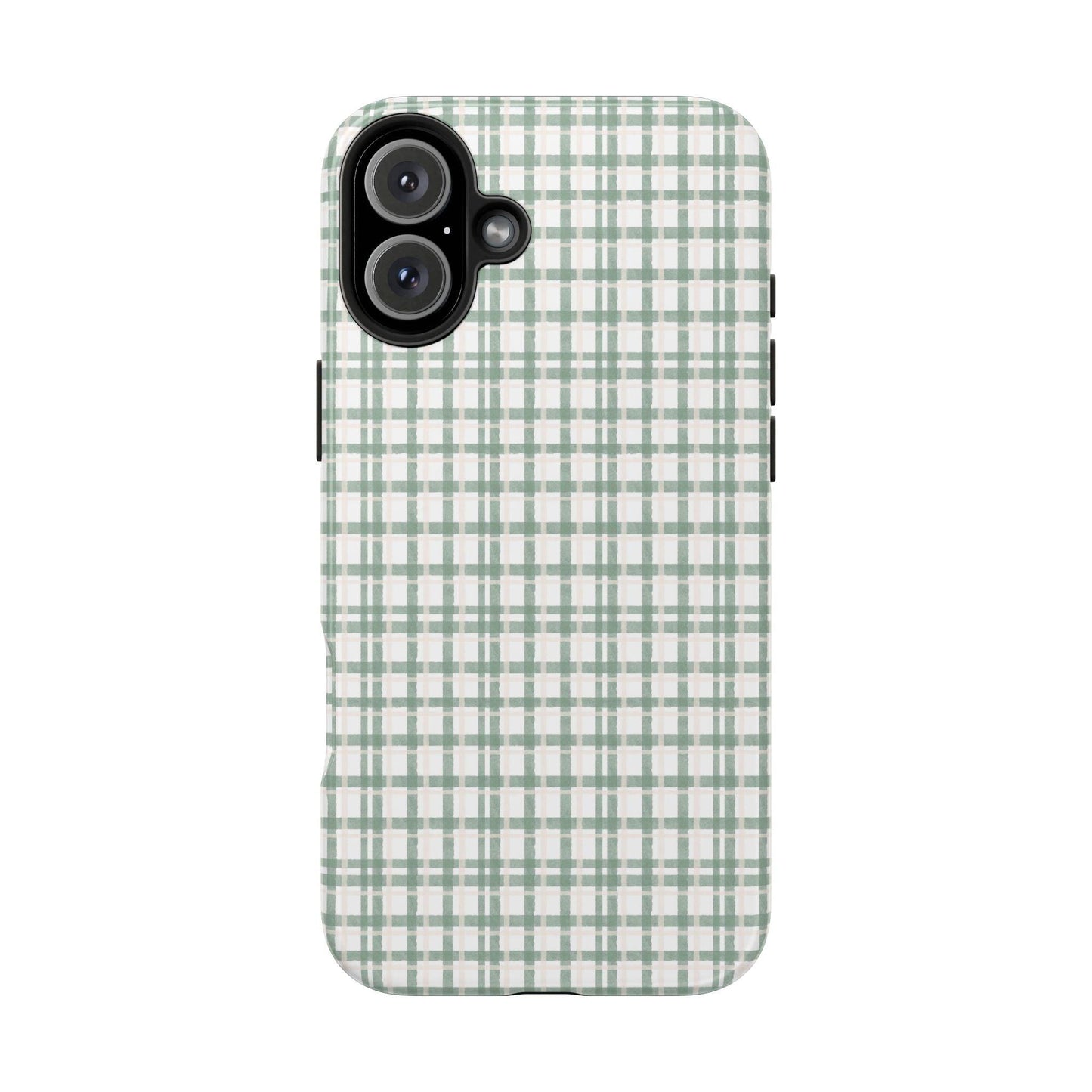 Vintage Sage Gingham Tough iPhone Cases