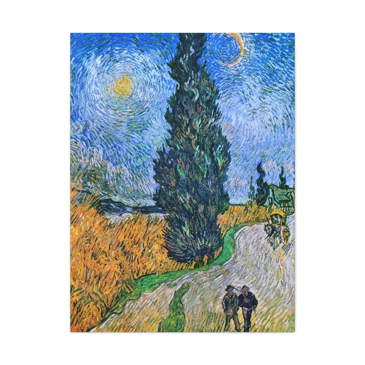 Vincent van Gogh's Road with Cypress and Star (1890) - Canvas Gallery Wraps