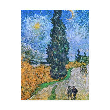 Vincent van Gogh's Road with Cypress and Star (1890) - Canvas Gallery Wraps