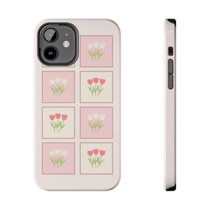 Floral Pastel Tulips Garden Tough iPhone Cases