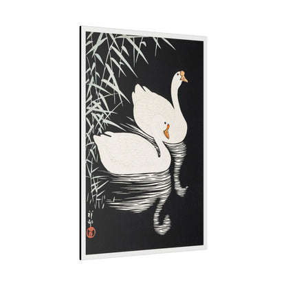 White Chinese Geese Swimming by Reeds by (1928) Ohara Koson - Matte Canvas, Stretched, 0.75"