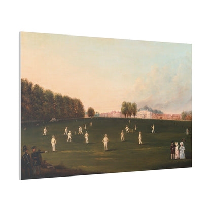 First Grand Match of Cricket Played by Members of the Royal Society on Hampton Court painting by HJ Aveling on a Matte Canvas Stretched 0.75