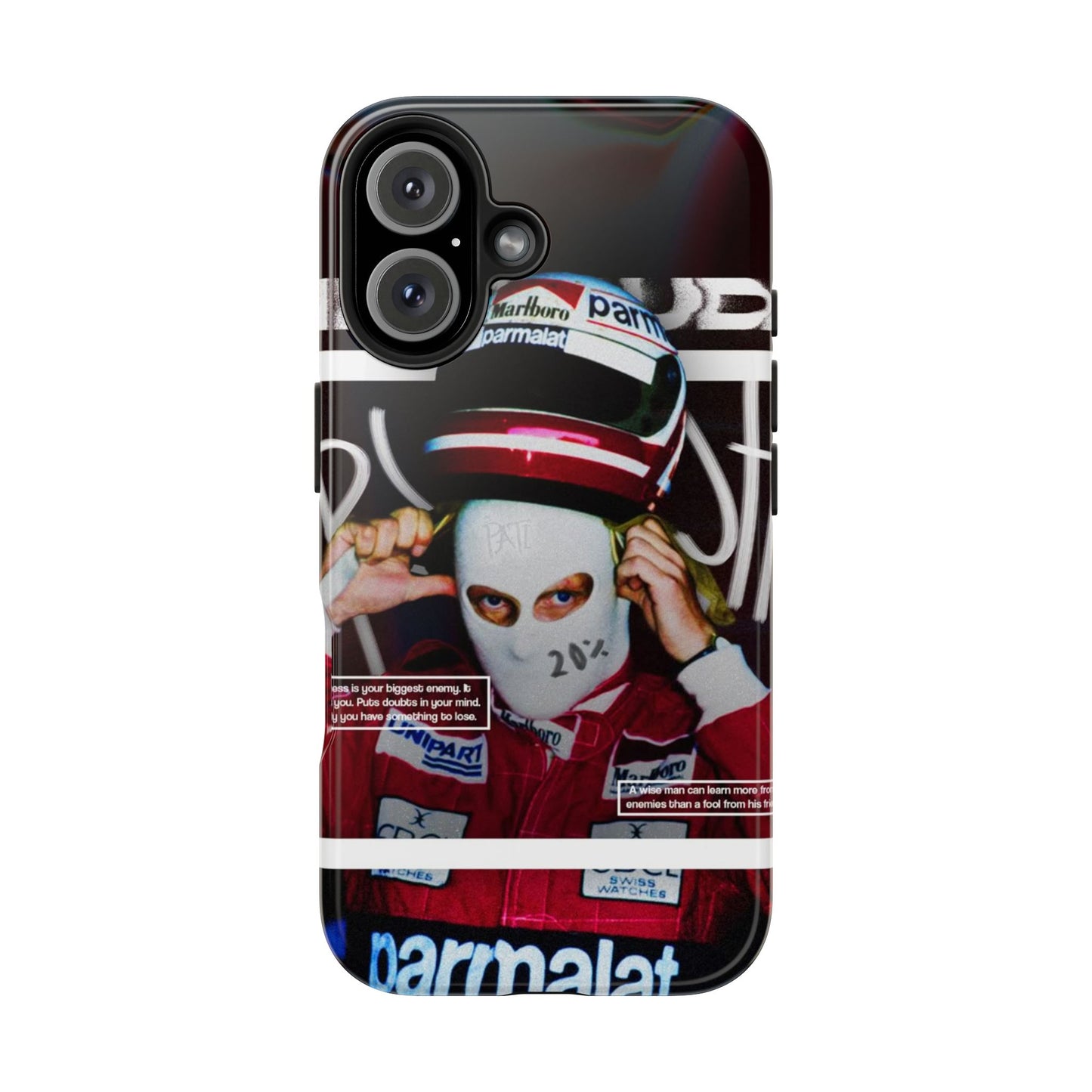 Racing-Inspired Tough Phone Case with Graffiti Design