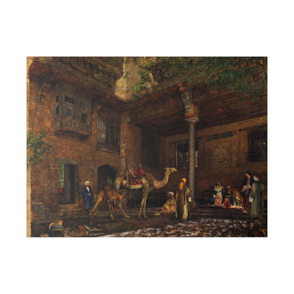 Courtyard of the Painter's House, Cairo (1850-1851) painting by John Frederick Lewis - Matte Canvas, Stretched, 0.75"