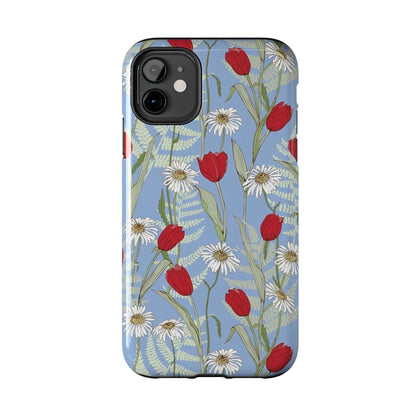 Blooms on Blue Tough iPhone Cases